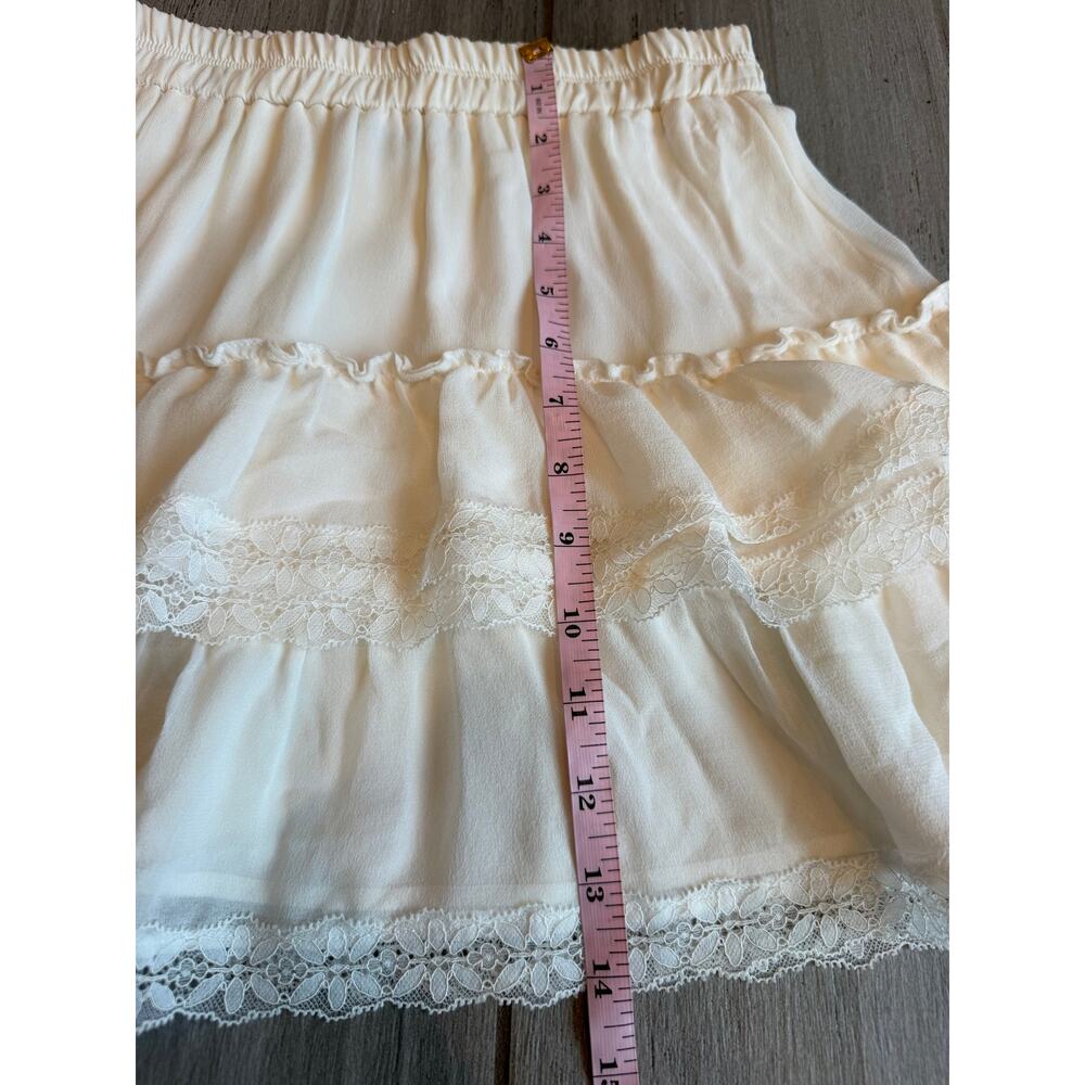Generation Love Tiered Mini Skirt XS Off White Lace Trim Ruffle Boho Romantic View 6